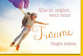 Abschiedskarte: Träume & Freiheit - Abenteuer-Grußkarte mit Ballons und Sonnenuntergang für Ermutigung und Positivität