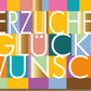 Allgemeine Glückwunschkarte "Bunte Felder" - Elegante Karte für Feiern & Professionelle Gratulationen