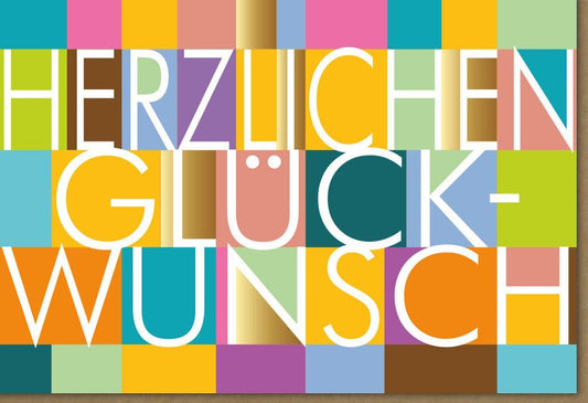 Allgemeine Glückwunschkarte "Bunte Felder" - Elegante Karte für Feiern & Professionelle Gratulationen