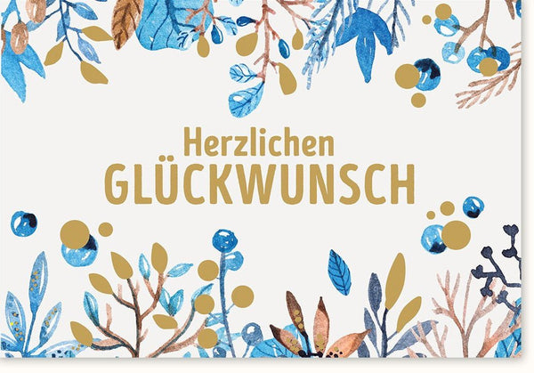 Allgemeine Glückwunschkarte – Elegantes Blumendesign mit Goldakzenten für jeden Anlass