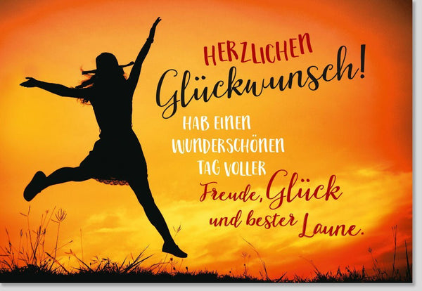 Allgemeine Glückwunschkarte - Freude & Jubel, Orange Silhouette, Inspirierende Botschaft für Familie & Freunde