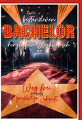 Bachelor Glückwunschkarte – Roter Teppich mit leuchtendem Stern und glamourösem Design
