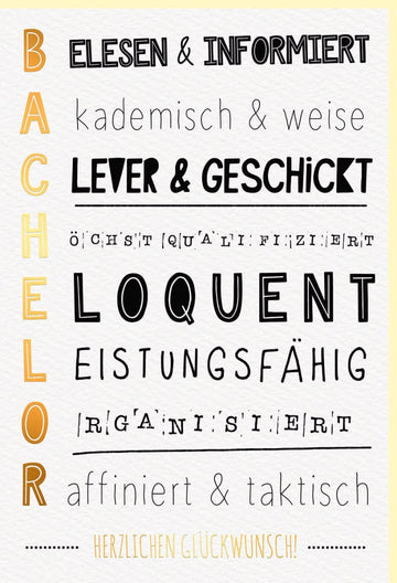 Bachelorprüfung Glückwunschkarte - Stilvolle Karte mit Goldfolie auf Naturkarton für den Studienabschluss, Perfekt für Akademiker & Studentenfeiern