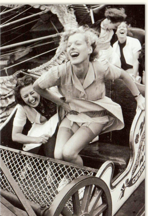 Blankokarte "Achterbahn - Abenteuer" - Schwarz - Weiß Freizeitpark - Motiv voller Spaß und Adrenalin, 210x148mm