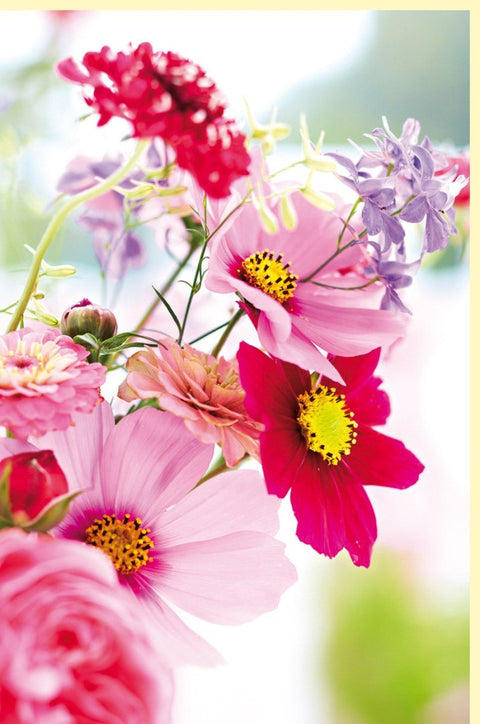 Blankokarte Blumenstrauß - Motiv, Rosa Pink Floral Design, Natur Fotogruß für Frauen & Mädchen, Glückwunsch & Dankeschön, Frühling - Sommer Thema