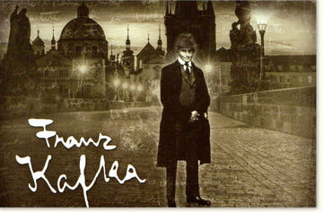 Blankokarte im Vintage - Stil - Schwarz - Weiß Design mit Franz Kafka Motiv, Retro Monochrom für besondere Anlässe
