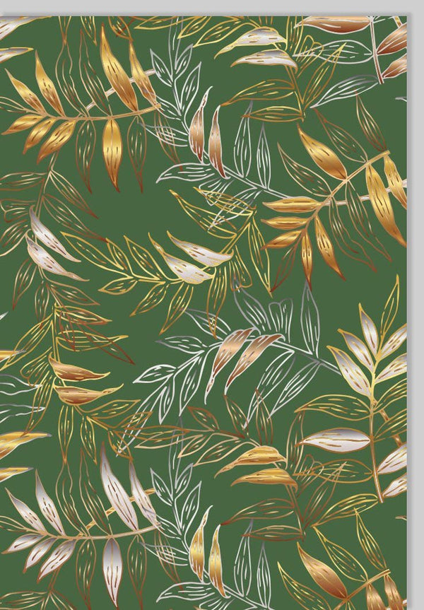 Blankokarte in edlem Gutsch Grün mit Blüten und Goldfolie verziert