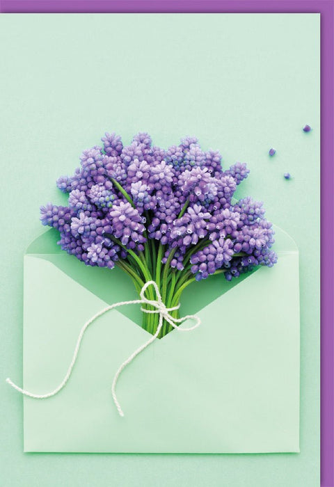 Blankokarte mit Blumenmotiv: Lavendel & Grün, inklusive Umschlag