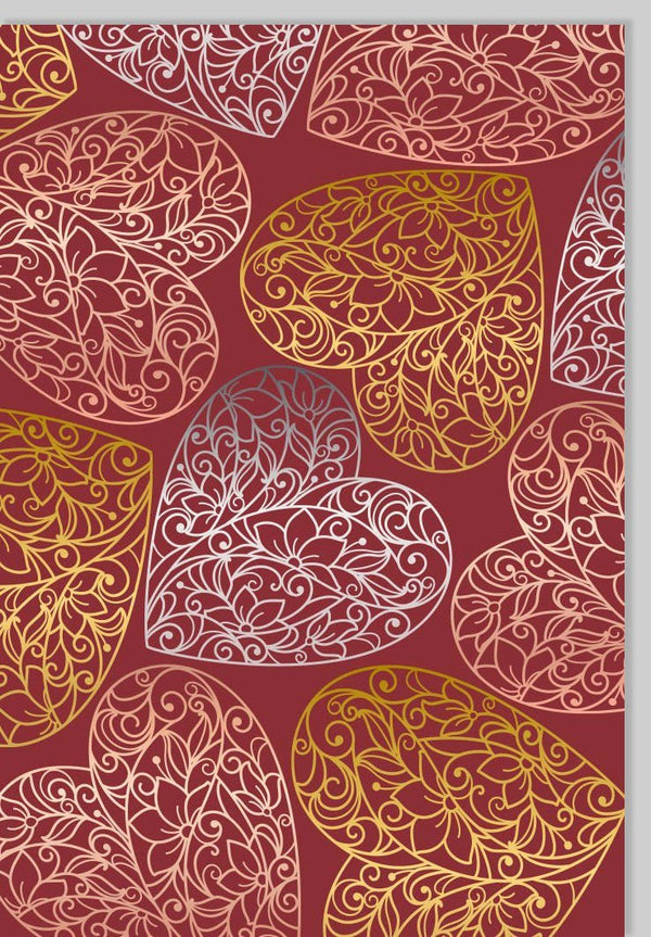 Blankokarte mit edlen Herzen in Gold und Blau - Hochwertige Grußkarte für jeden Anlass