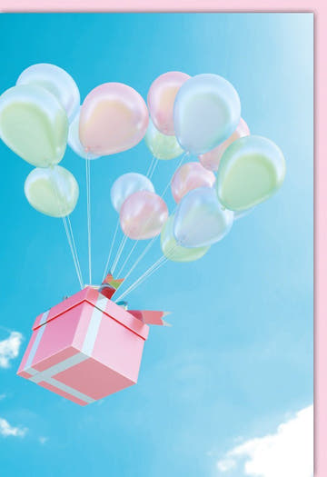 Blankokarte mit Luftballons – Perfekt für Glückwünsche & Überraschungen, Pastellfarben, Ideal für Hochzeit, Jubiläum & Feiertage