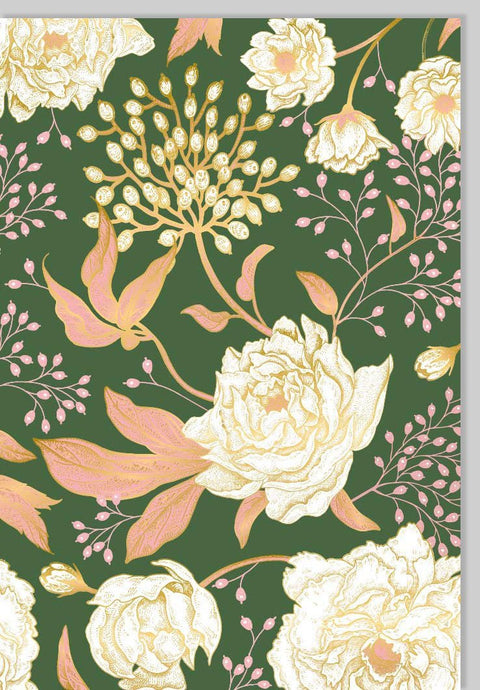 Blankokarte Rose Grün mit Goldfolie - Elegante Grußkarte für besondere Anlässe