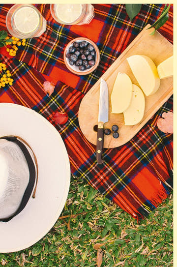 Blankokarte "Sommerliches Picknick" – Idylle mit Blumen, Früchten & Sonnenhut in natürlicher Atmosphäre