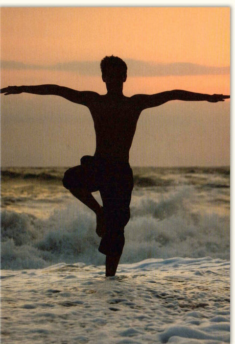 Blankokarte Yoga & Meditation - Entspannung am Meer bei Sonnenuntergang für Achtsamkeit und innere Balance