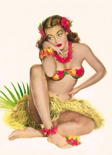 Blankopostkarte Hawaii: Vintage Pin Up Design für jeden Anlass