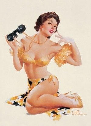 Blankopostkarte im Pin - Up - Stil der 60er Jahre – Charmante Vintage - Ästhetik für jede Gelegenheit