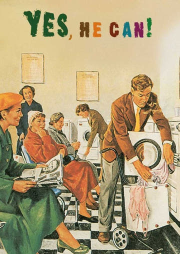 Blankopostkarte im Retro - Stil "Yes, he can" – Einzigartige Karte für jeden Anlass