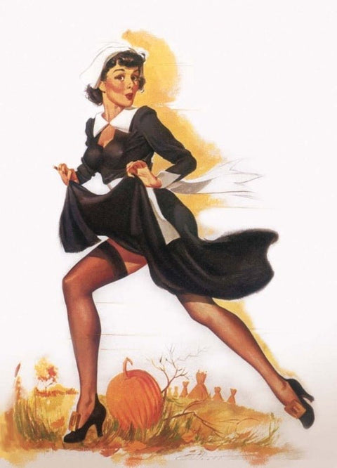 Blankopostkarte Kürbis: Vintage Pin Up Design