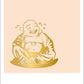 Blankopostkarte mit lachendem Buddha und Goldfolie