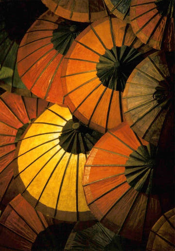Blankopostkarte mit Motiv Magic Umbrellas – Zauberhafte Regenschirme für jeden Anlass