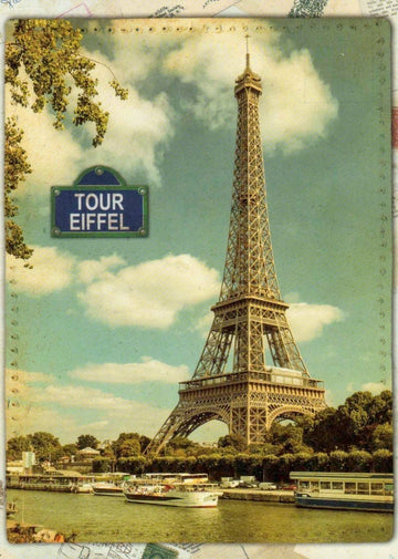 Blankopostkarte Retromotiv - Souvenir aus Paris mit Eiffelturm - Ansicht