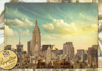 Blankopostkarte Retromotiv: Souvenirs aus NY, nostalgische Ansichtskarte für Sammler und Liebhaber von Vintage - Designs
