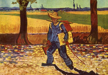 Blankopostkarte - Van Gogh Kunstwerk, Impressionismus, Vintage Gemälde, Museum Qualität, Farbenfrohe Landschaft mit Bauernhof und Bäumen