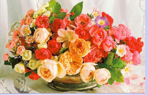 Blumige Blankokarte im Querformat – Bunter Blumenstrauß für jeden Anlass