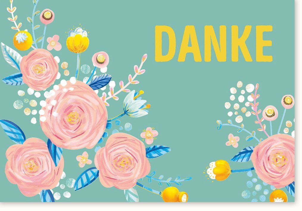 Dankeskarte "Floraler Gruß" - Blumige Danksagung für besondere Momente, pastellfarbene Illustration zur Feier & Wertschätzung