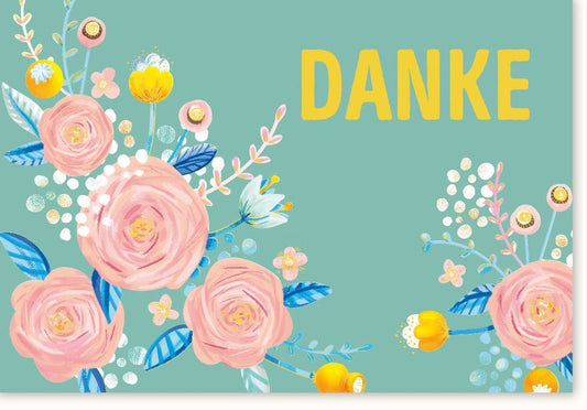 Dankeskarte "Floraler Gruß" - Blumige Danksagung für besondere Momente, pastellfarbene Illustration zur Feier & Wertschätzung