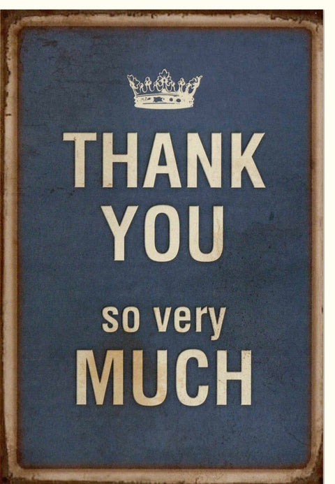 Dankeskarte im Vintage - Stil mit Krone - Blaue Retro - Typografie für besondere Anlässe, Anerkennung und Wertschätzung ausdrücken