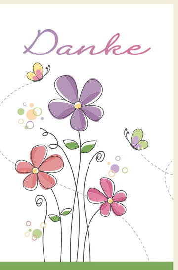 Dankeskarte mit Blumen & Schmetterlingen – Fröhliche Illustration für jeden Anlass, Perfektes Geschenk zum Ausdruck von Dankbarkeit