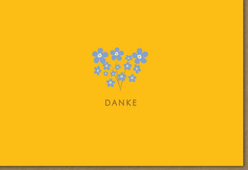 Dankeskarte mit Blumenmotiv - Elegante Gelb - Blau Töne, Moderne Schrift - Perfekt für Hochzeit, Geburtstag, Jubiläum