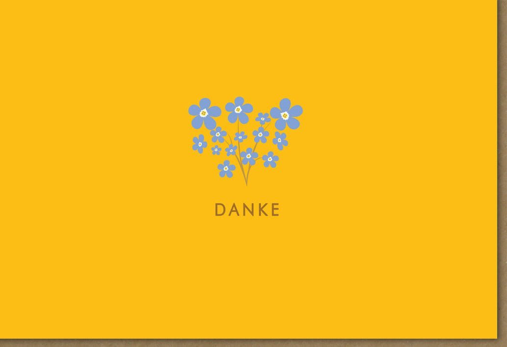 Dankeskarte mit Blumenmotiv - Elegante Gelb - Blau Töne, Moderne Schrift - Perfekt für Hochzeit, Geburtstag, Jubiläum