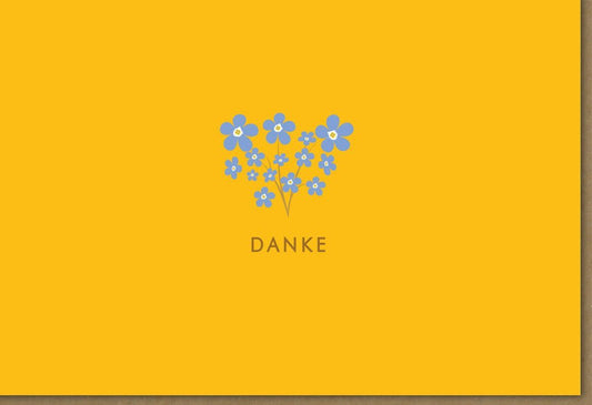 Dankeskarte mit Blumenmotiv - Elegante Gelb - Blau Töne, Moderne Schrift - Perfekt für Hochzeit, Geburtstag, Jubiläum