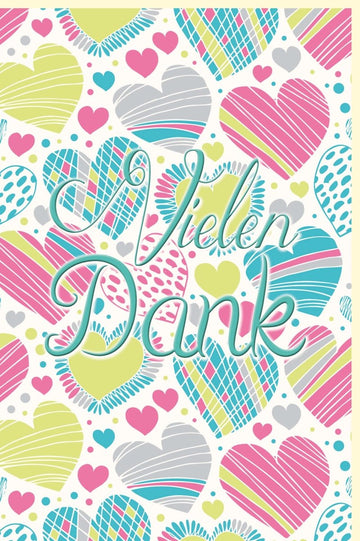 Dankeskarte mit Bunten Herzen - Farbenfrohe Karte für besondere Anlässe, Herzdesign, Ausdruck von Dankbarkeit
