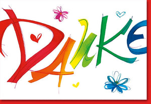 Dankeskarte mit Herzen & Blumen - Modernes, Farbenfrohes Design voller Liebe