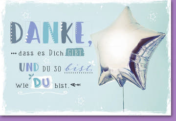 Dankeskarte mit Sternen & Ballon - Silberglanz für besondere Wertschätzung und persönliche Botschaften