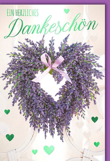 Dankeskarten Lavendelherz – Herzförmige Karte für besondere Momente, Liebe & Wertschätzung mit Lavendelmotiv