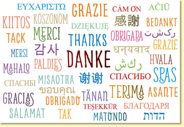 Danksagungskarte Danke in vielen Sprachen bunte Grußkarte hochwertiges Papier für persönliche Dankesworte Doppelkarte