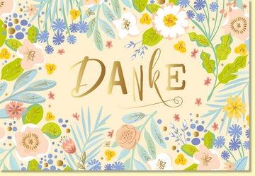 Danksagungskarte mit Blumenmotiv und Goldschrift liebevoll gestaltet hochwertige Grußkarte für persönliche Dankesworte