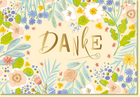 Danksagungskarte mit Blumenmotiv und Goldschrift liebevoll gestaltet hochwertige Grußkarte für persönliche Dankesworte
