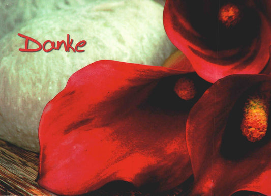 Danksagungskarte mit Calla Blumen Motiv edle Postkarte Danke sagen stilvoll Grußkarte für besondere Anlässe und liebe Worte