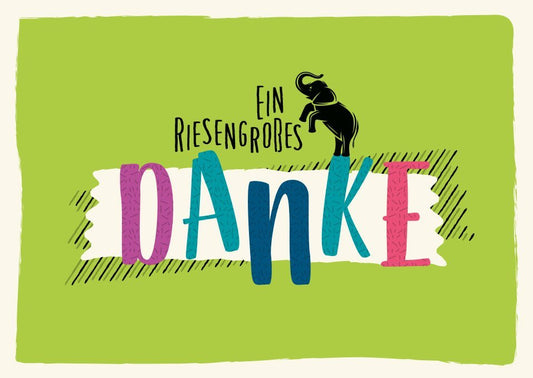 Danksagungskarte mit Elefant: Humorvolles Dankeschön für Freunde, Familie & Kollegen im fröhlichen Design
