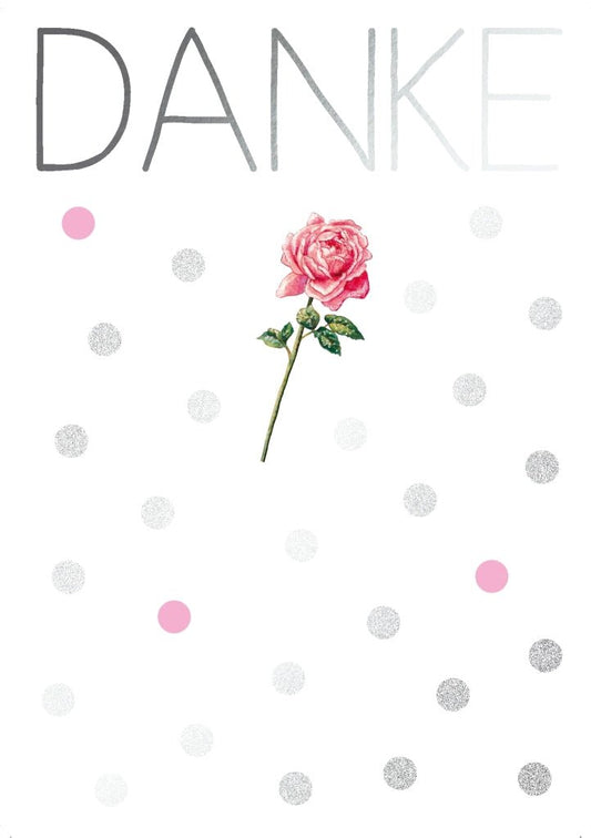 Danksagungskarte mit Rosenmotiv & Blumenmuster - Humorvoll, Minimalistisch in Rosa/Grau von Cityproducts