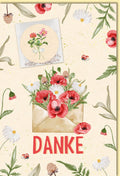 Danksagungskarte mit Umschlag und Blumenmotiv Mohnblumen Gänseblümchen Grußkarte hochwertig für liebevolle Dankesworte