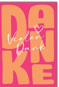Danksagungskarte Modern – Pink-Orange Design mit Herz und Handlettering