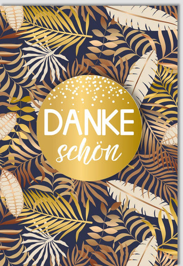 Danksagungskarte "Natur Pur" - Dezentes Design mit Gold, Grüne Blätter & Zweige, Moderne Karte für Feierlichkeiten und Anlässe