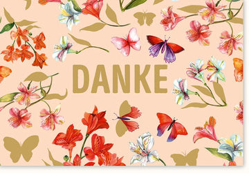 Danksagungskarten Naturdesign - Blumige Dankeskarte mit Schmetterlingen für Wertschätzung und Anerkennung