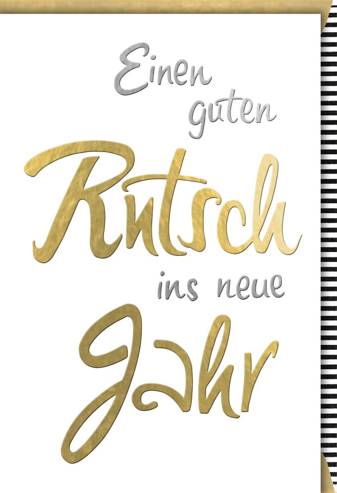 Neujahrskarte: Einen guten Rutsch ins neue Jahr in Gold und Silber
