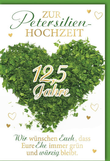 Karte zur Petersilienhochzeit: Herz aus Petersilie